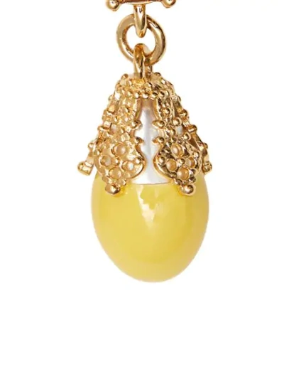 Shop Burberry Gold-plated Faux Pearl Charm Earrings