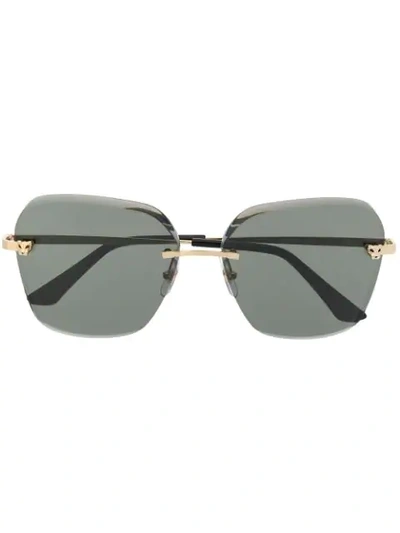 Shop Cartier Oversized Sunglasses In Black