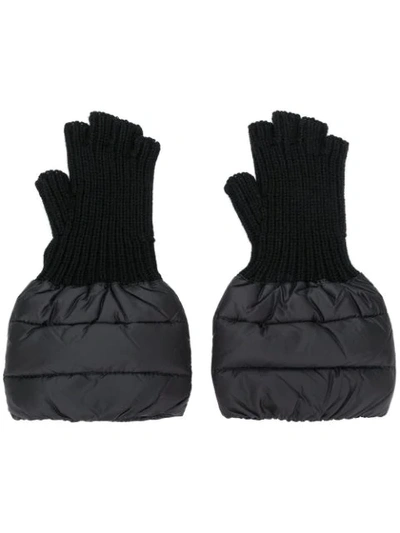Shop Moncler Fingerless Gloves In Black