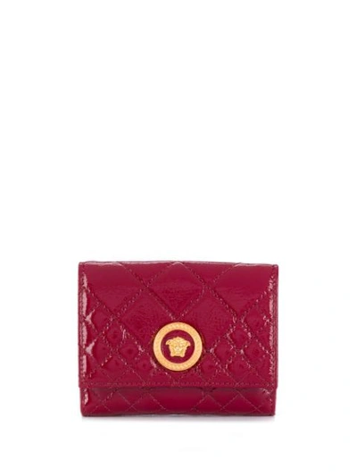 Shop Versace Medusa Plaque Wallet In Ksrot Sunset Red-oro Tribute 