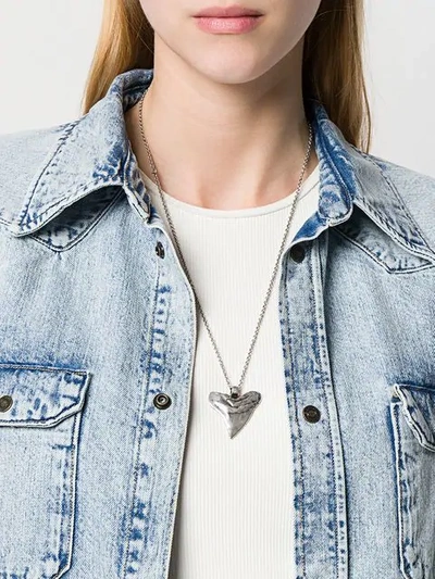 Shop Saint Laurent Charm Necklace In Silver