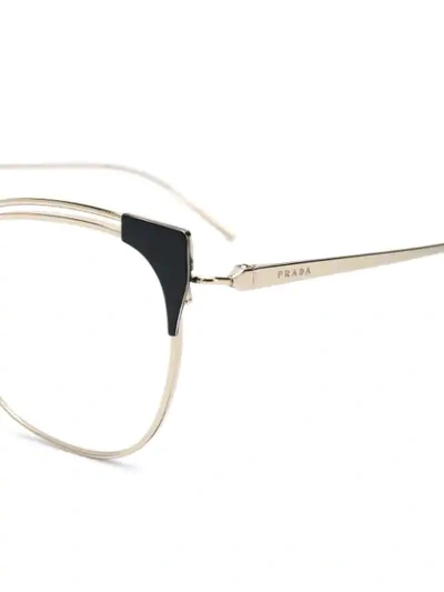 Shop Prada Cat-eyed Frame Glasses In Metallic