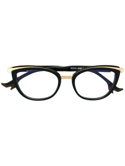 Shop Face À Face Metallic Cat-eye Glasses In Black
