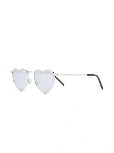 Shop Saint Laurent Heart-shaped Sunglasses In Silver