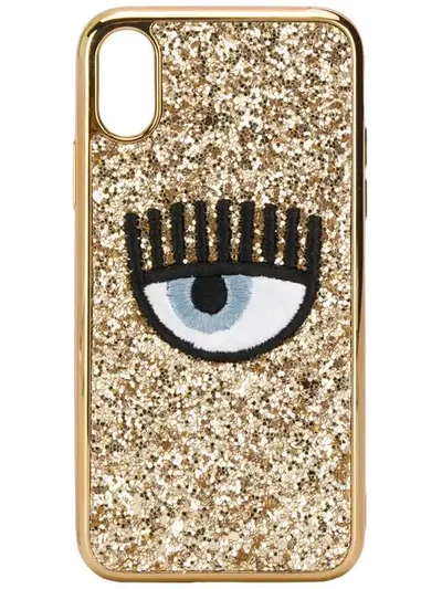 Shop Chiara Ferragni Embroidered Eye Phone Case - Gold