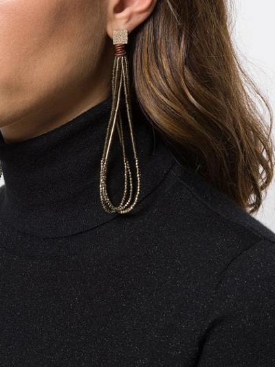 Shop Brunello Cucinelli Beaded Loop Earrings In Gold