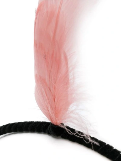 Shop Prada Feather Embellished Hairband - Black