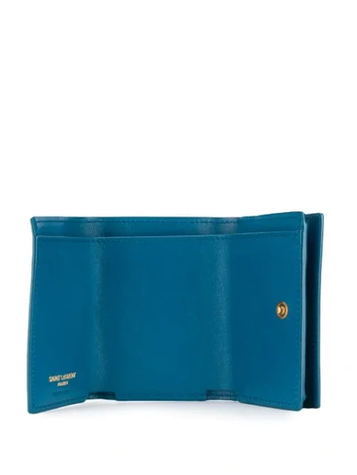Shop Saint Laurent Star Monogram Mini Wallet In Blue