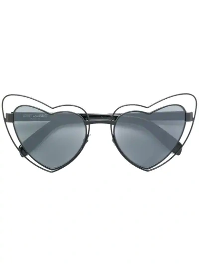 Shop Saint Laurent Eyewear Heart Shaped Sunglasses - Black
