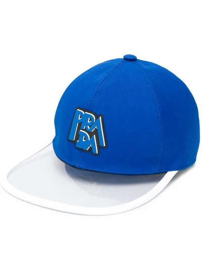 Shop Prada Baseballkappe Mit Logo In F0x32 Royal Bianco