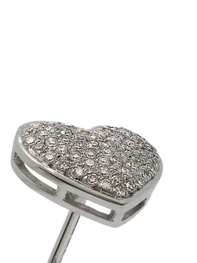 Shop Shay 18k White Gold Diamond Heart Stud Earrings - Metallic