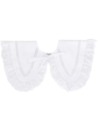 Shop Miu Miu Tied Lace-embroidered Collar - White