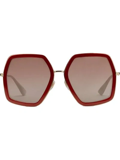 Shop Gucci Oversize Square-frame Sunglasses In 8858 Gold Pink