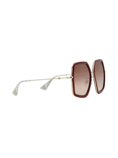 Shop Gucci Oversize Square-frame Sunglasses In 8858 Gold Pink