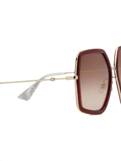 Shop Gucci Oversize Square-frame Sunglasses In 8858 Gold Pink