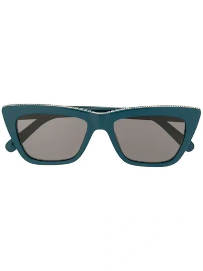 Shop Stella Mccartney Chain Detail Square Sunglasses In Blue