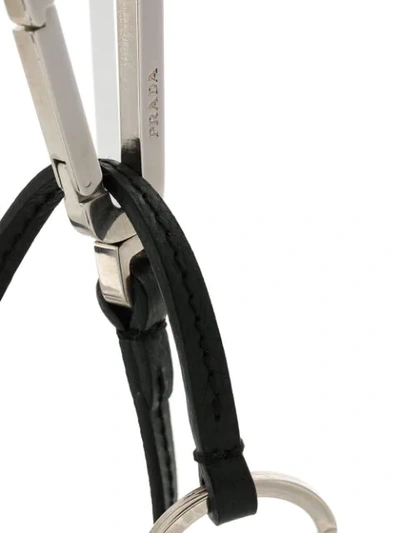 Prada Two-tone Long Keyring In Black