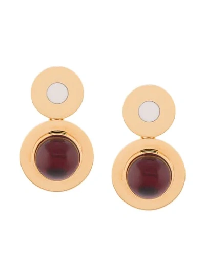 Shop Marni Double Disk Stone Earrings In 00r80 Black Cherry