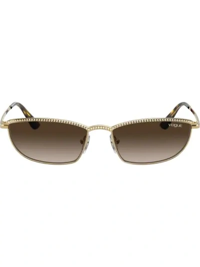 Shop Vogue Eyewear Taura Gem Embellished Sunglasses In Gold
