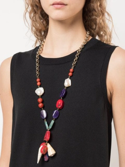 Shop Carolina Herrera Stones Pendant Necklace In Multi