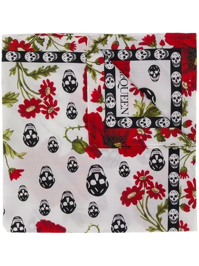 Shop Alexander Mcqueen Skull Print Scarf - White