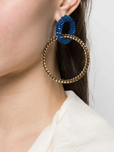 Shop Jacquemus Les Creoles Earrings In Blue