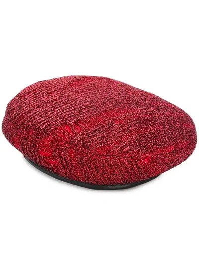 Shop Eugenia Kim Cher Metallic Beret In Red