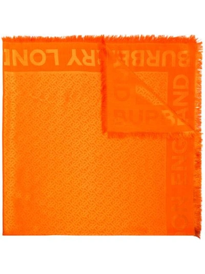 Shop Burberry Monogram Jacquard Scarf In Orange