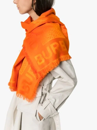 Shop Burberry Monogram Jacquard Scarf In Orange