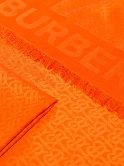 Shop Burberry Monogram Jacquard Scarf In Orange