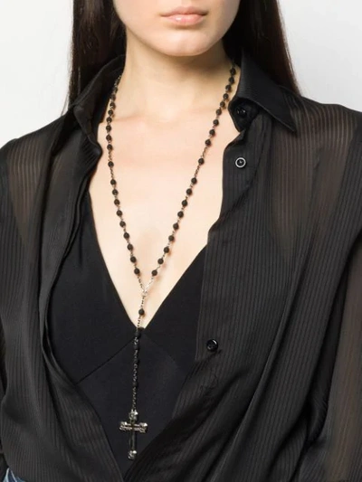 Shop Dsquared2 Cross Pendant Necklace In Black