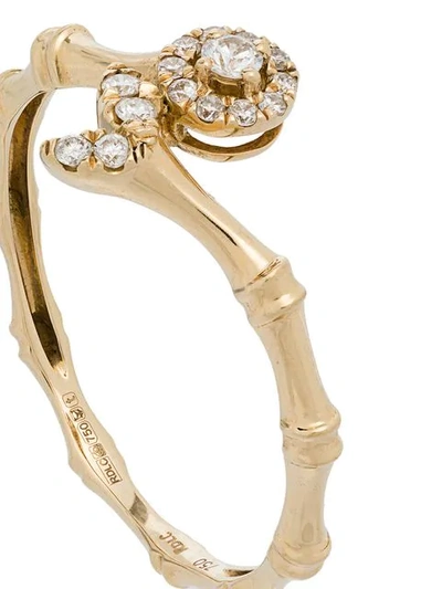 Shop Rosa De La Cruz Yellow Gold Bamboo Diamond Ring In Metallic