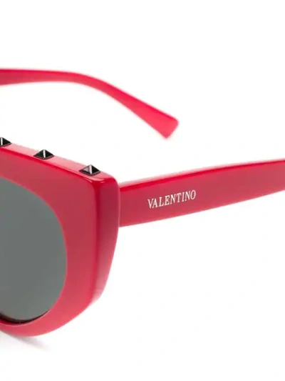 Shop Valentino Studded Slim Cat-eye Frames Sunglasses In Red