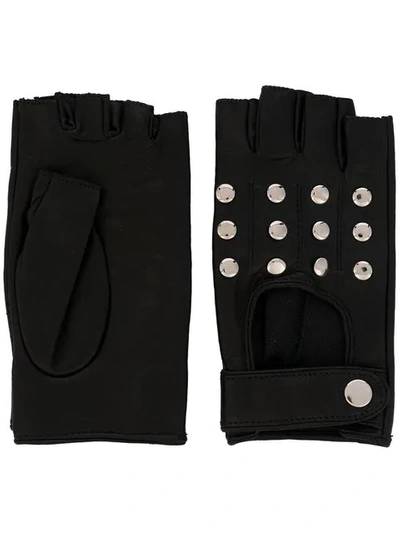 Shop Manokhi Studded Fingerless Gloves In Black