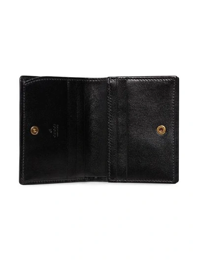 Shop Gucci Leather Card Case With Double G In Black