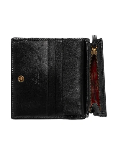 Shop Gucci Leather Card Case With Double G In Black