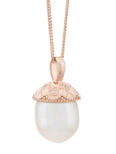 Shop V Jewellery Acorn Necklace In Pink
