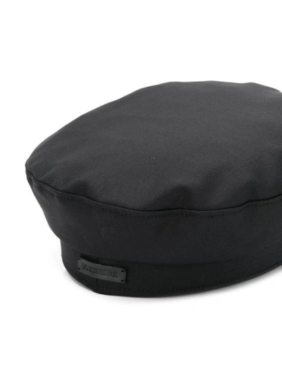 Shop Dsquared2 Leather Detail Beret In Black