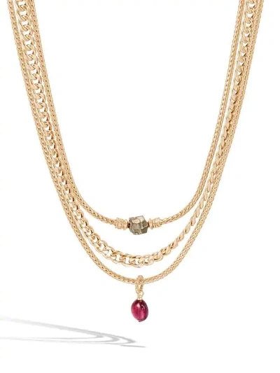 Shop John Hardy Adwoa Aboah 18k Yellow Gold And Mixed Stone Classic Chain Multi-row Adjustable Necklace