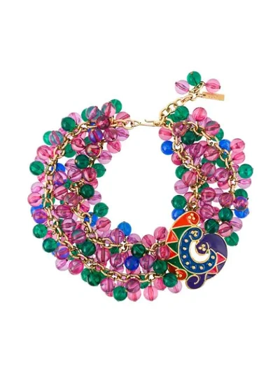 Shop Versace Bead Embellished Choker Necklace - Multicolour