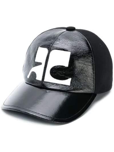 Shop Courrèges Logo Panelled Cap In Black