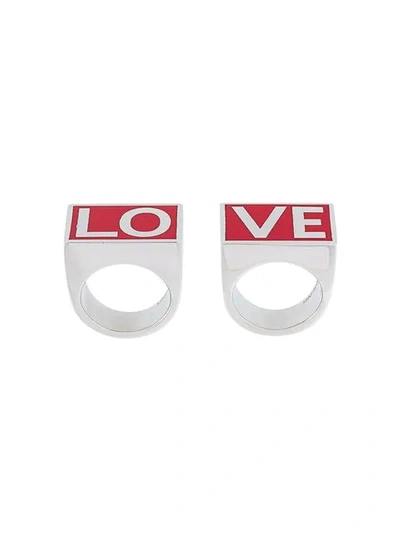 Shop Givenchy Dual Love Ring Set In Metallic