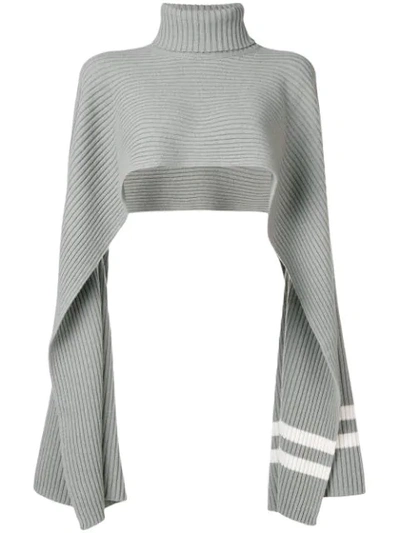 Shop Mrz Knitted Shawl Scarf In Grey