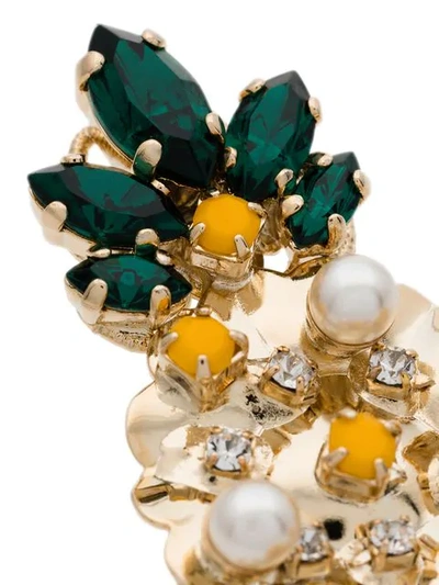 Shop Anton Heunis Swarovski Crystal And Pearl Pineapple Earrings In Yellow