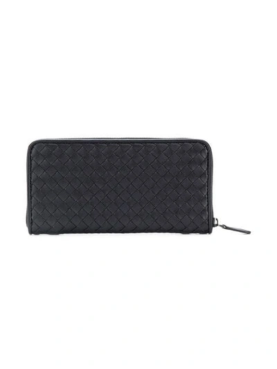 Shop Bottega Veneta Long Woven Wallet In Blue