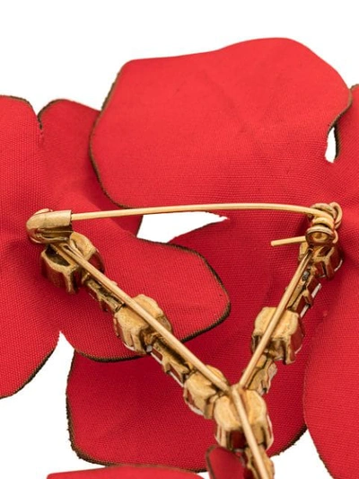 Shop Marni Flower Brooch In Red