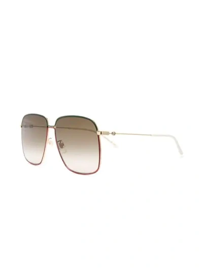 Shop Gucci Large Square Sunglasses In Metallic