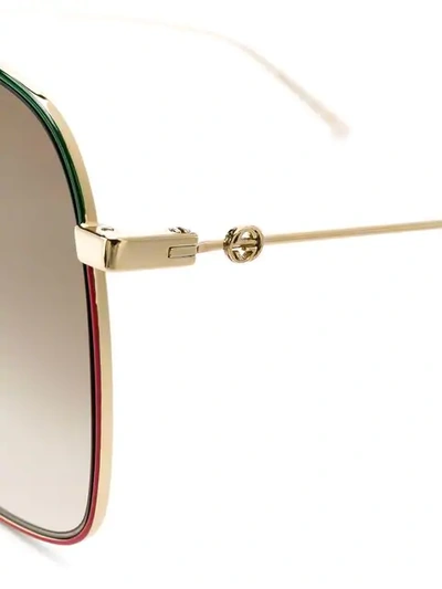 Shop Gucci Large Square Sunglasses In Metallic