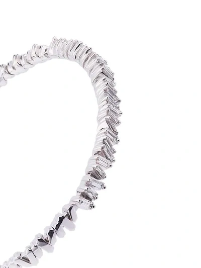 Suzanne Kalan 18k White Gold And Diamond Fireworks Classic Baguette Bangle In White