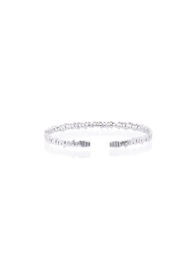 Suzanne Kalan 18k White Gold And Diamond Fireworks Classic Baguette Bangle In White